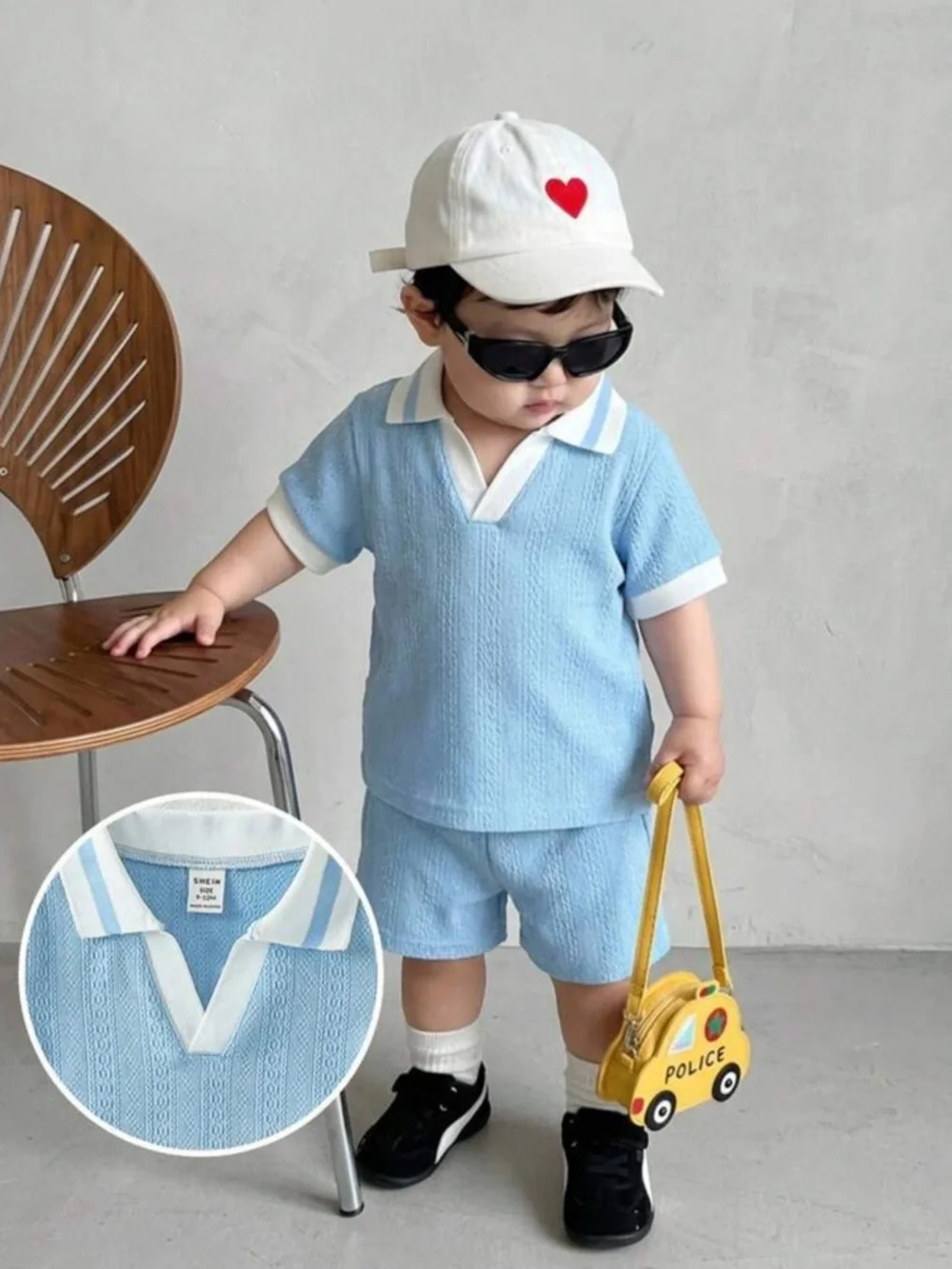 Toddler Boy Blue Knit Polo Top Set - 12-18M - Picture 6 of 8